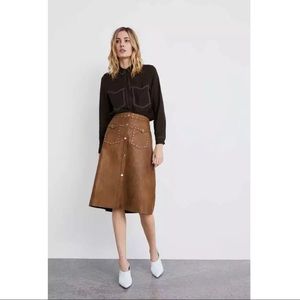ZARA Rockstudded Leather Skirt